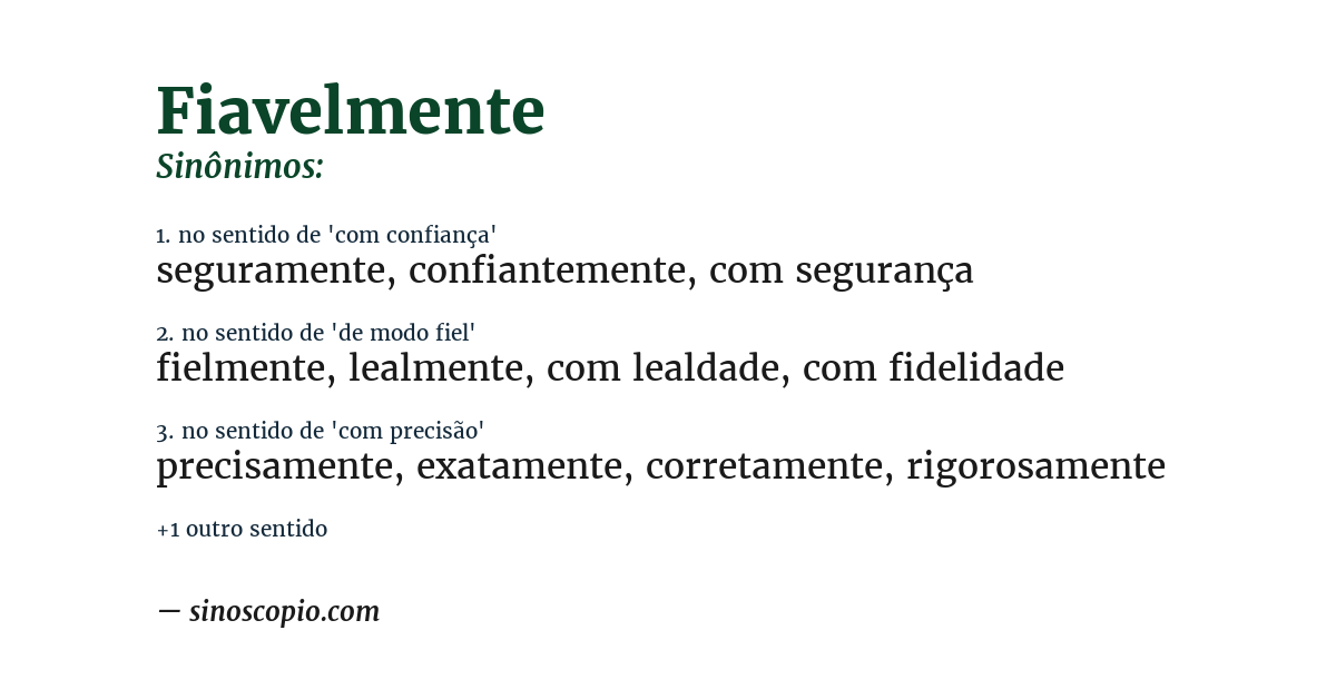 Sinônimo de fiavelmente