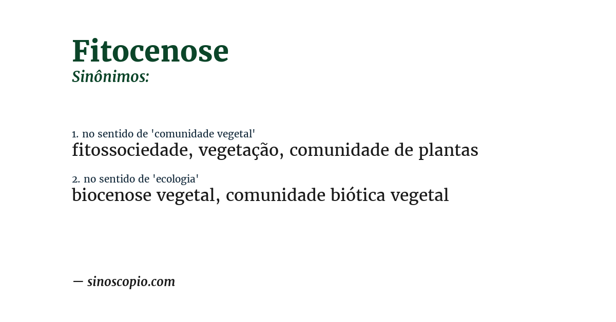 Sinônimo de fitocenose