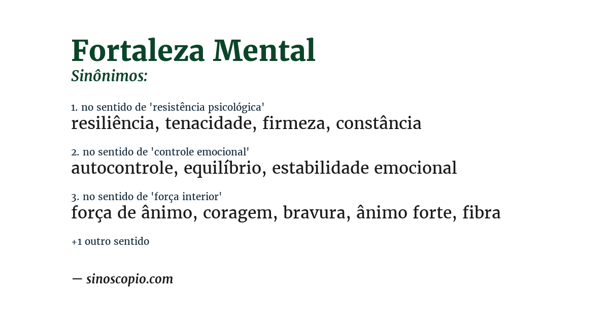 Sinônimo de fortaleza mental