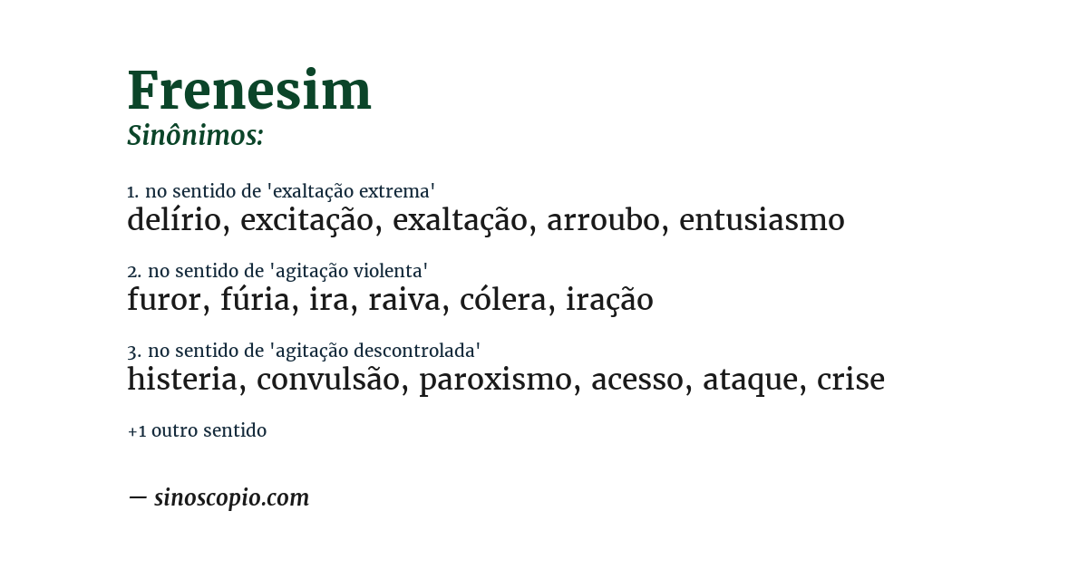Sinônimo de frenesim