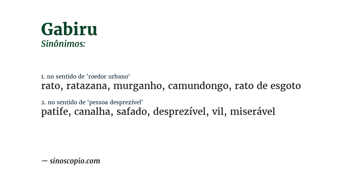 Sinônimo de gabiru