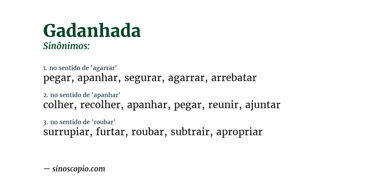 Sinônimo de gadanhada