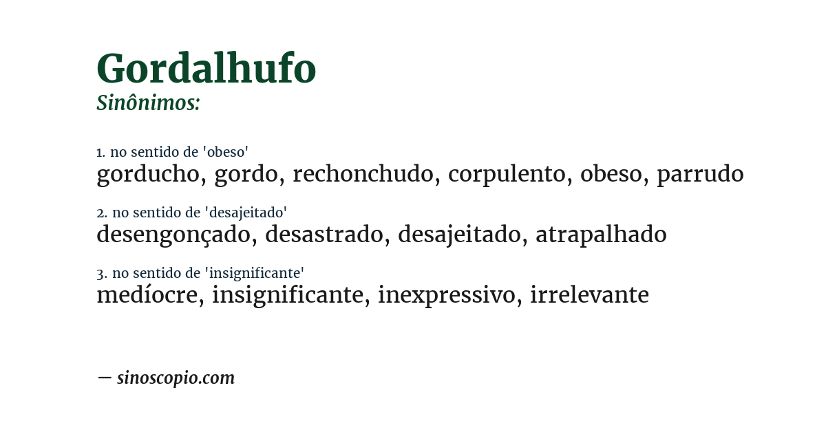 Sinônimo de gordalhufo
