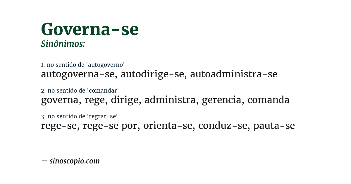 Sinônimo de governa-se