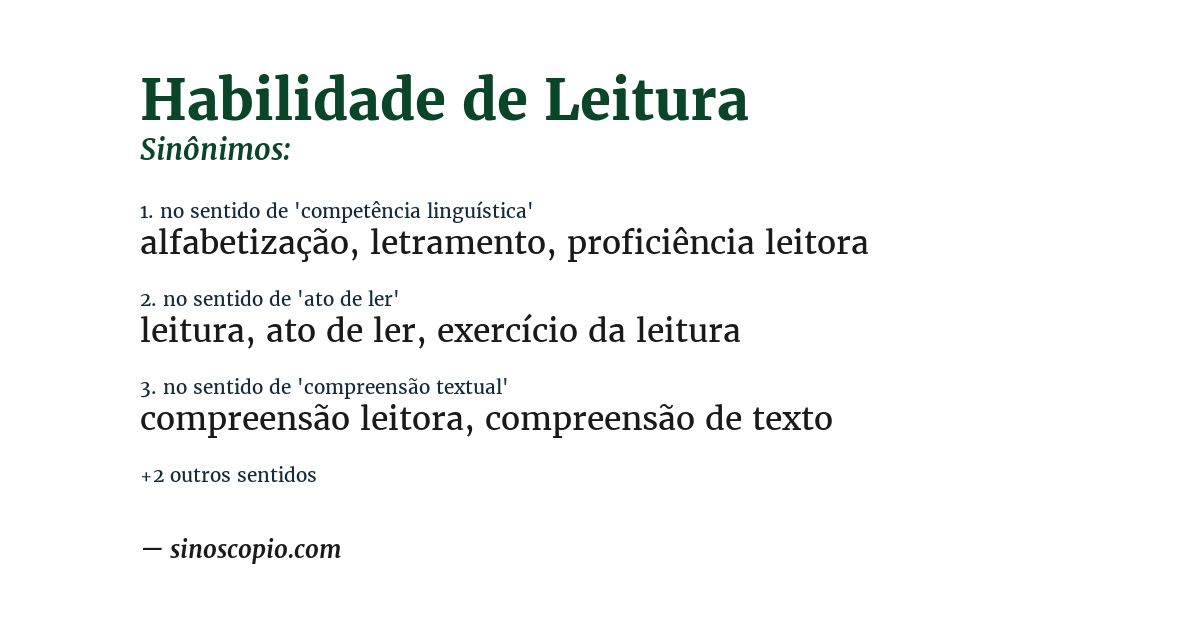 Sinônimo de habilidade de leitura