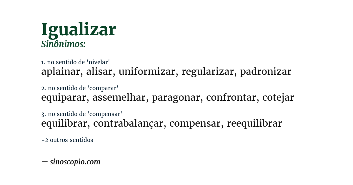Sinônimo de igualizar