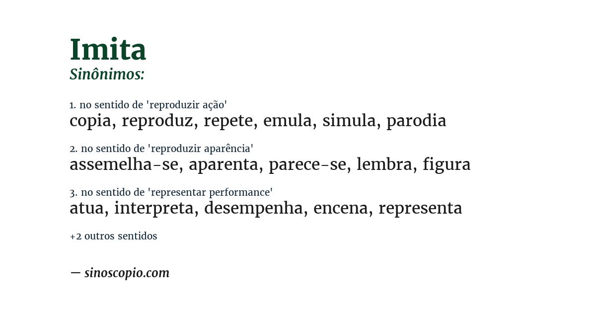 Sinônimo de imita