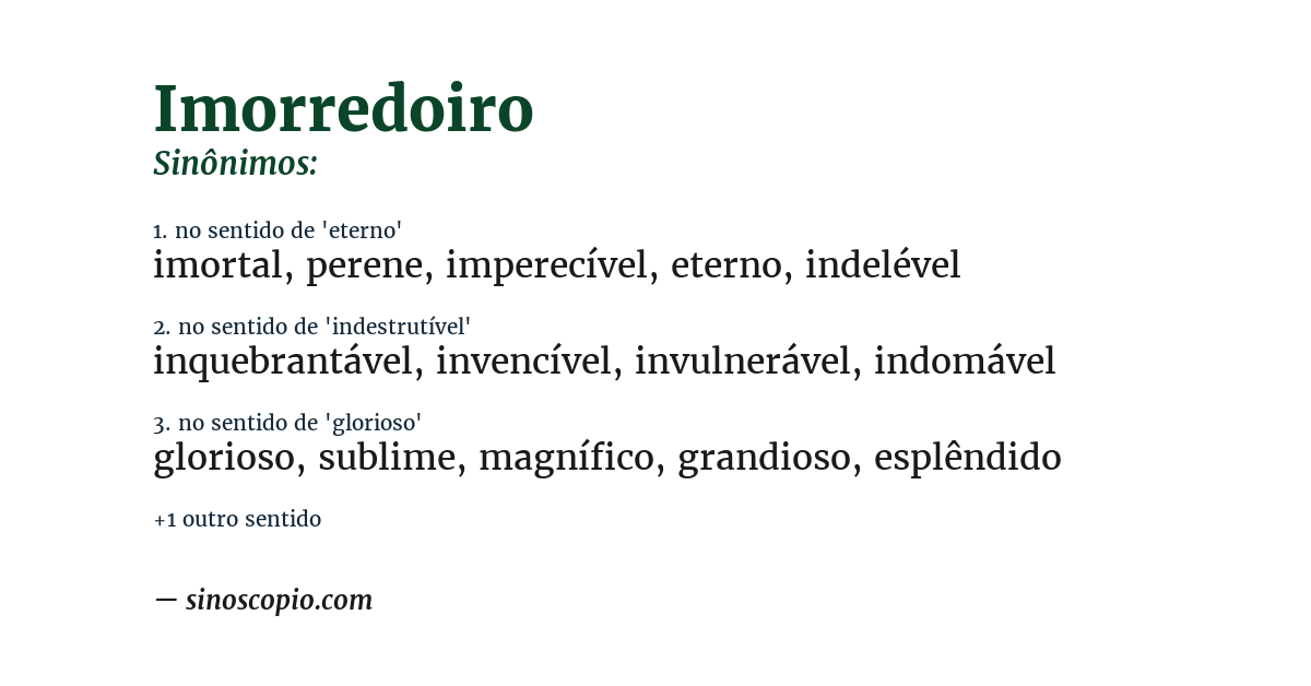 Sinônimo de imorredoiro