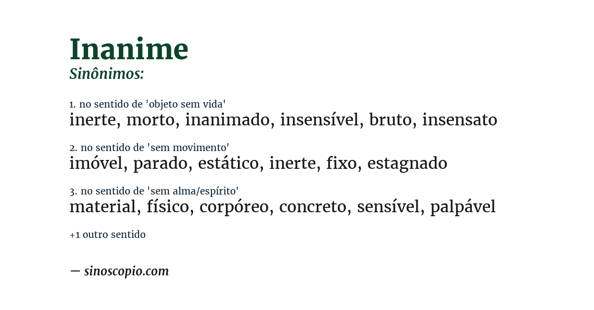 Sinônimo de inanime