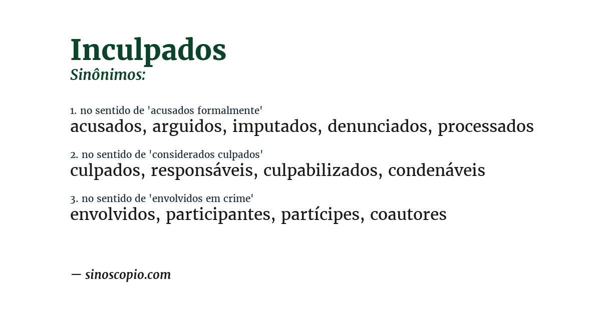 Sinônimo de inculpados