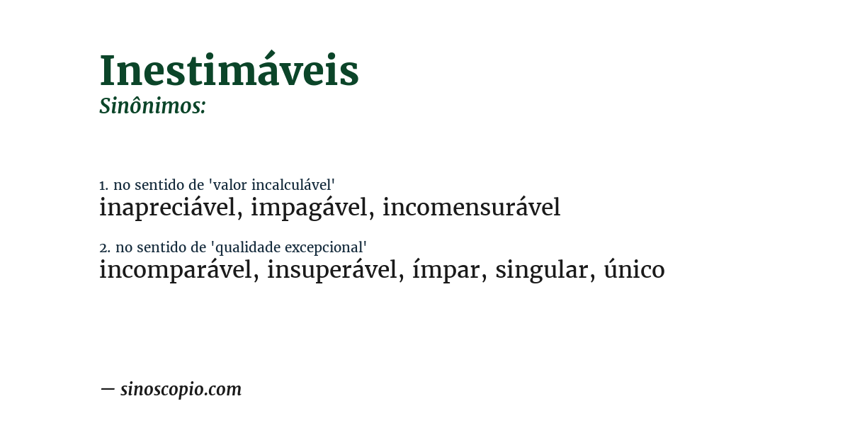 Sinônimo de inestimáveis
