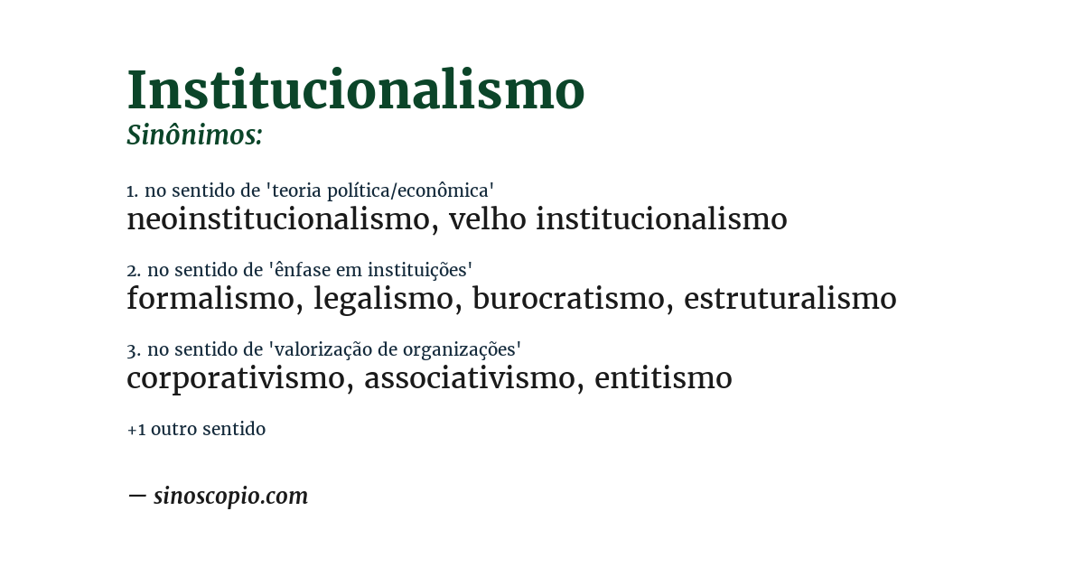 Sinônimo de institucionalismo