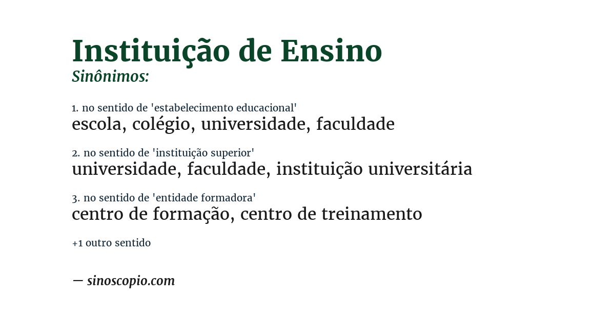 Sinônimo de instituição de ensino