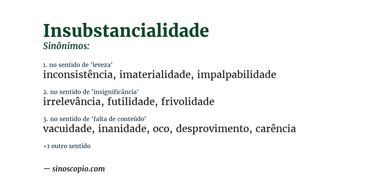 Sinônimo de insubstancialidade