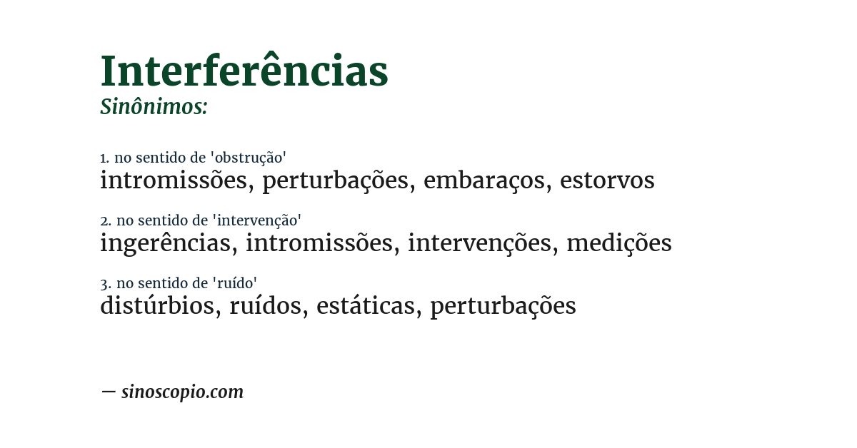 Sinônimo de interferências