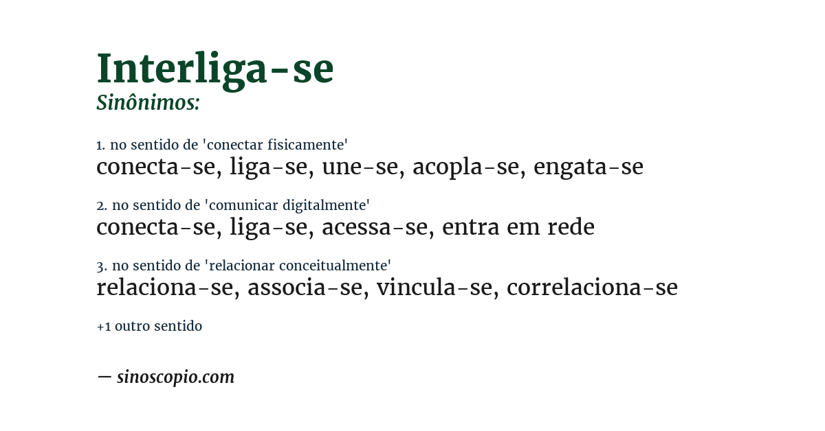 Sinônimo de interliga-se