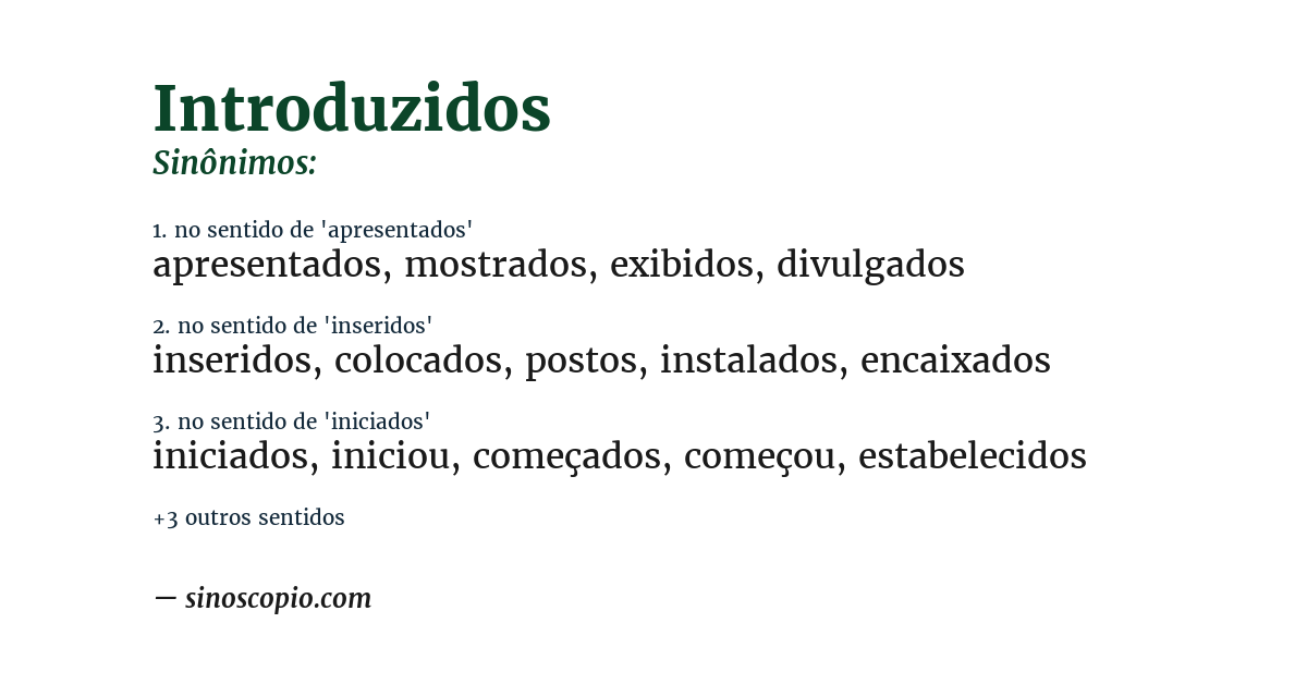 Sinônimo de introduzidos