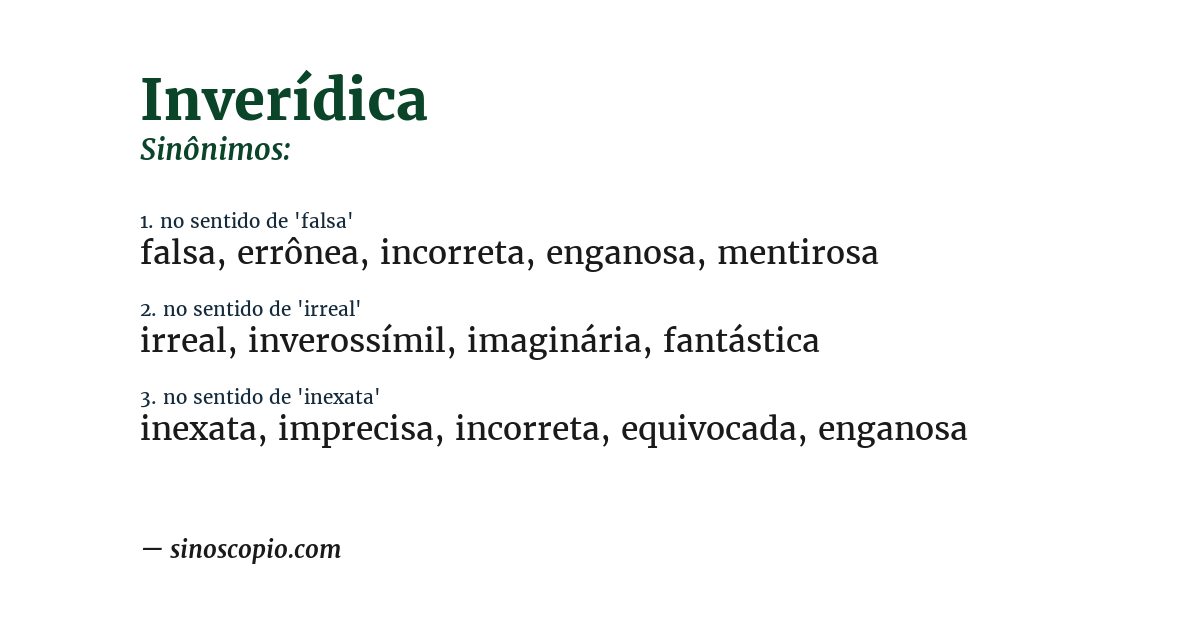 Sinônimo de inverídica