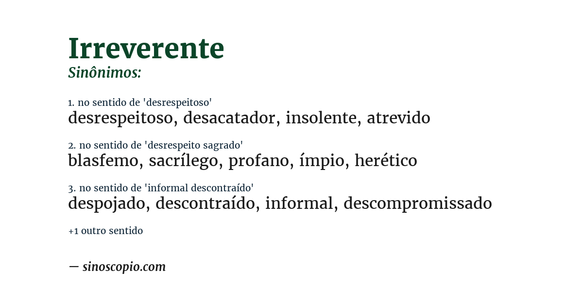 Sinônimo de irreverente