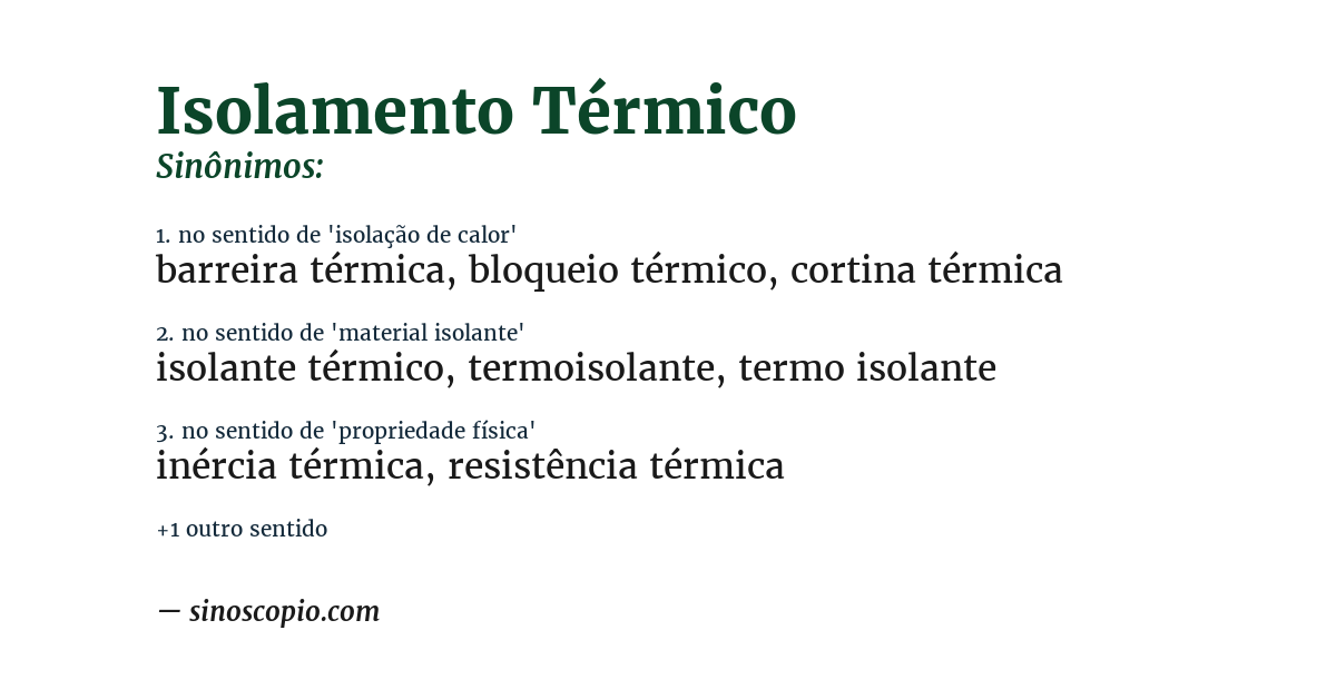 Sinônimo de isolamento térmico