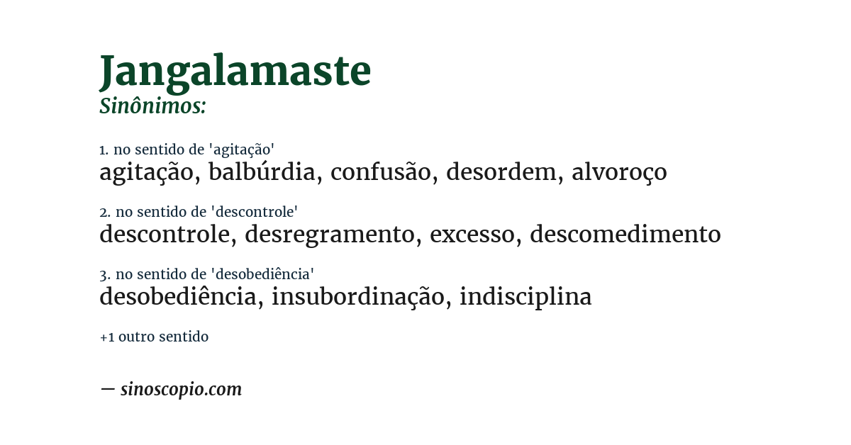 Sinônimo de jangalamaste