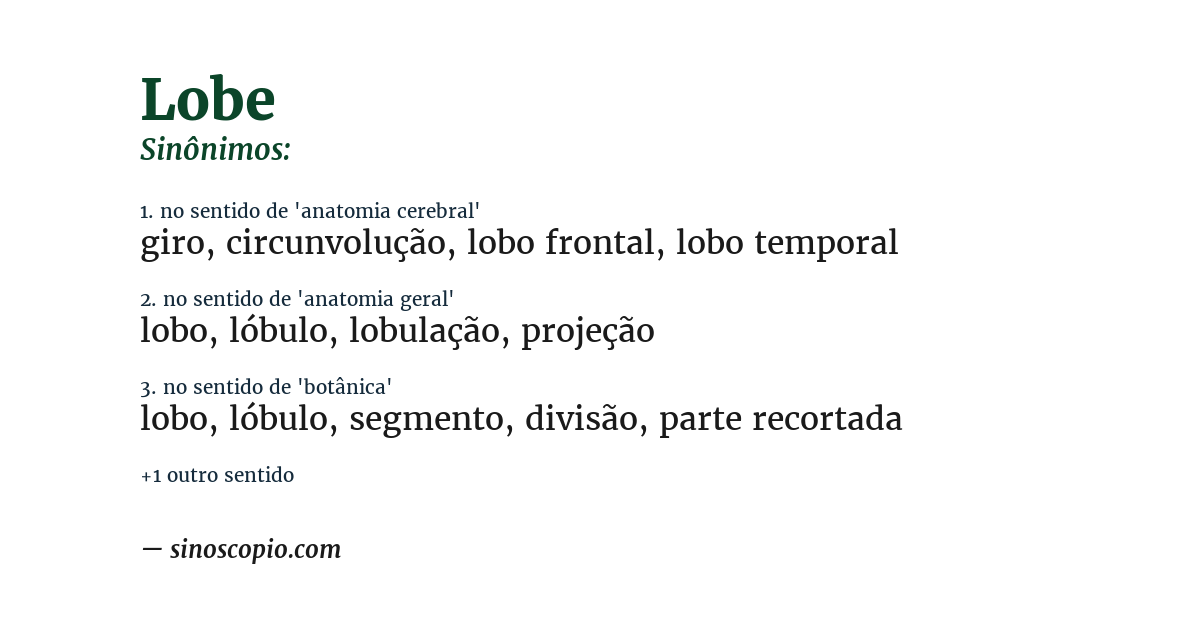 Sinônimo de lobe