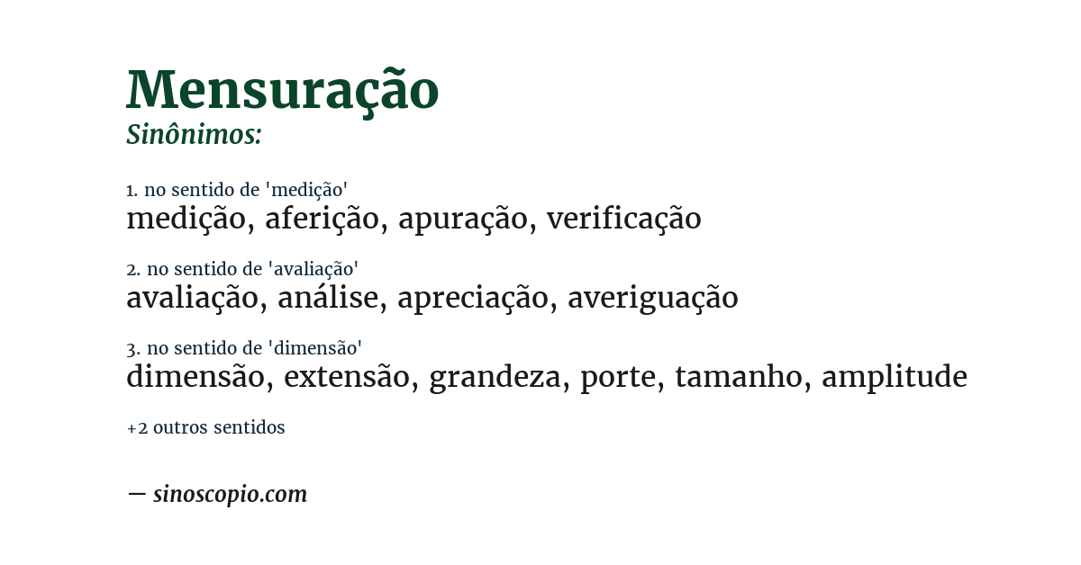 Sinônimo de mensuração