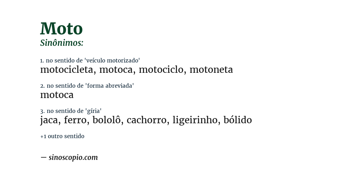 Sinônimo de moto