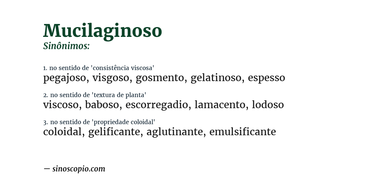 Sinônimo de mucilaginoso