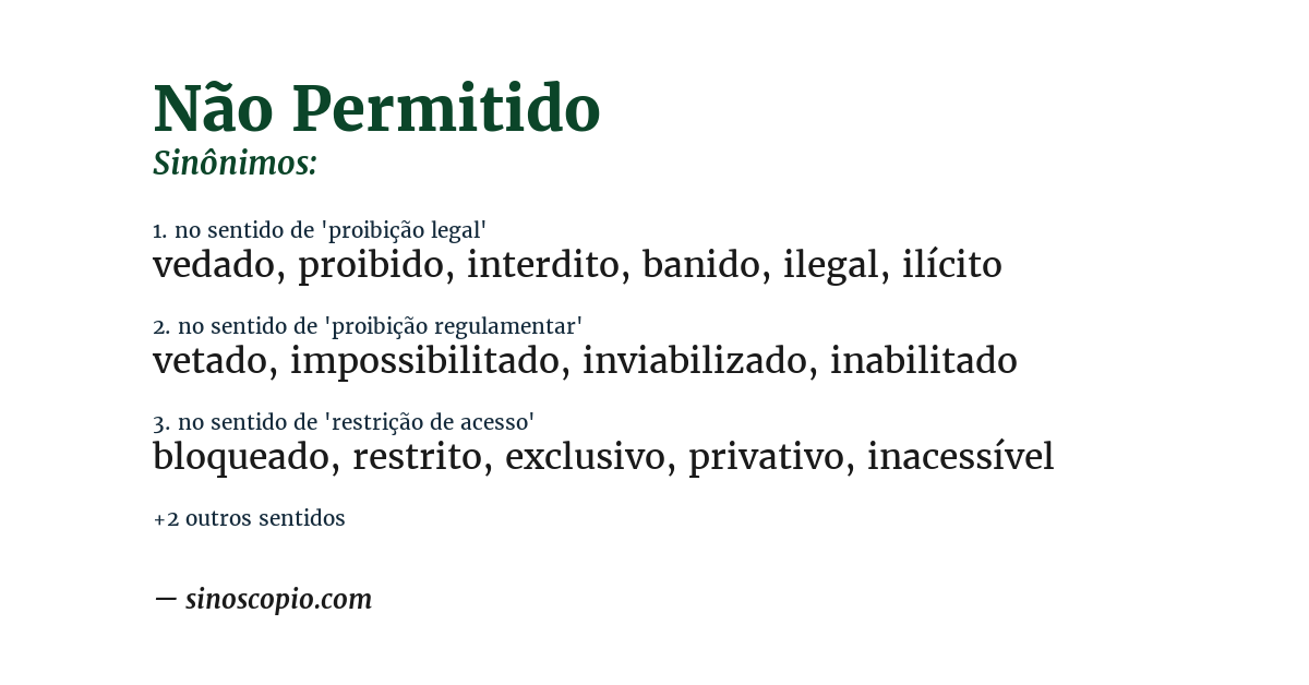 Sinônimo de não permitido
