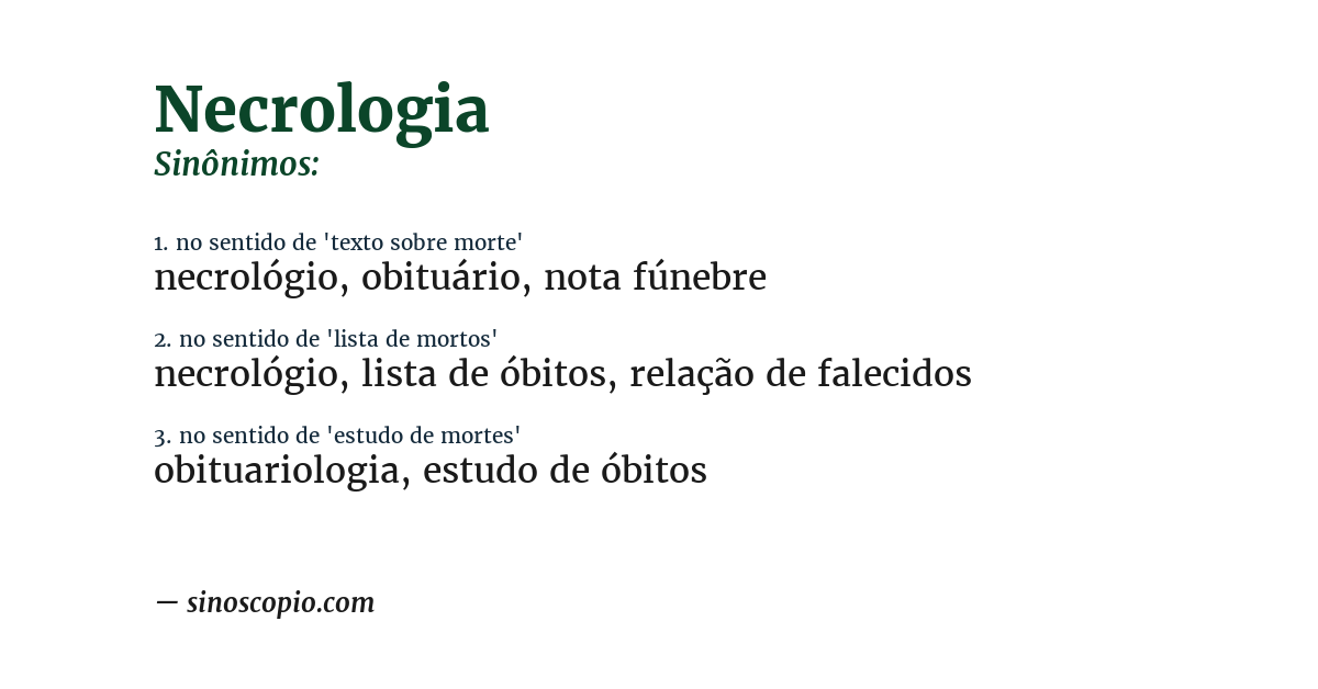 Sinônimo de necrologia