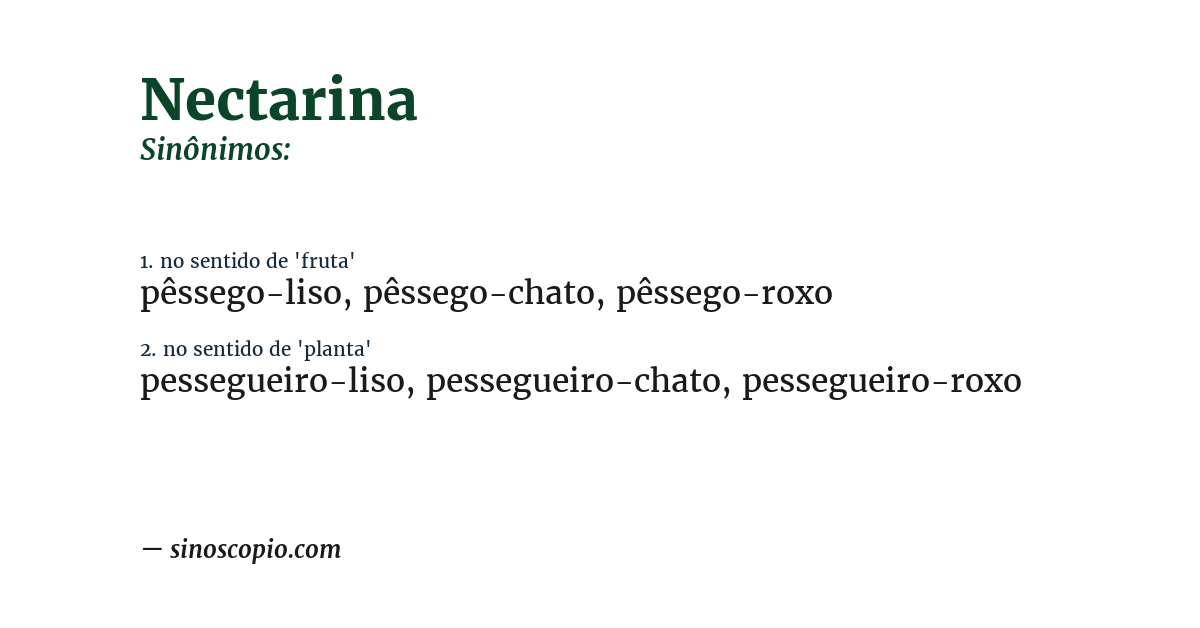 Sinônimo de nectarina