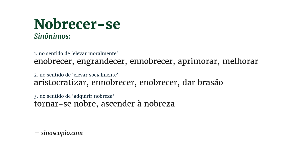 Sinônimo de nobrecer-se