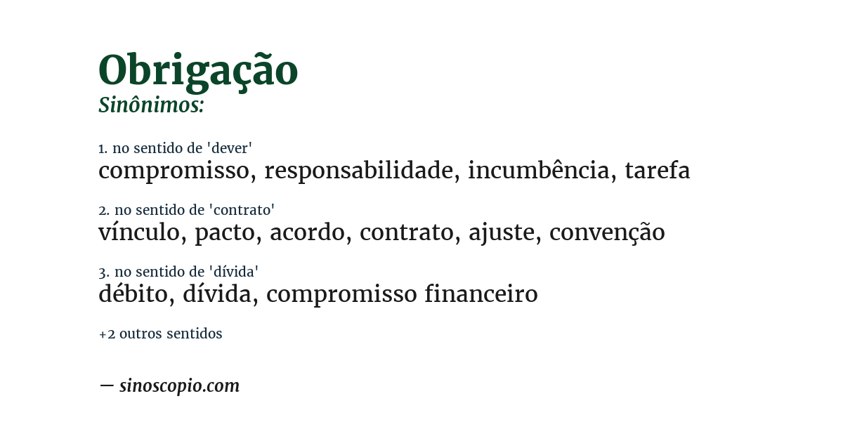 Sinônimo de obrigação