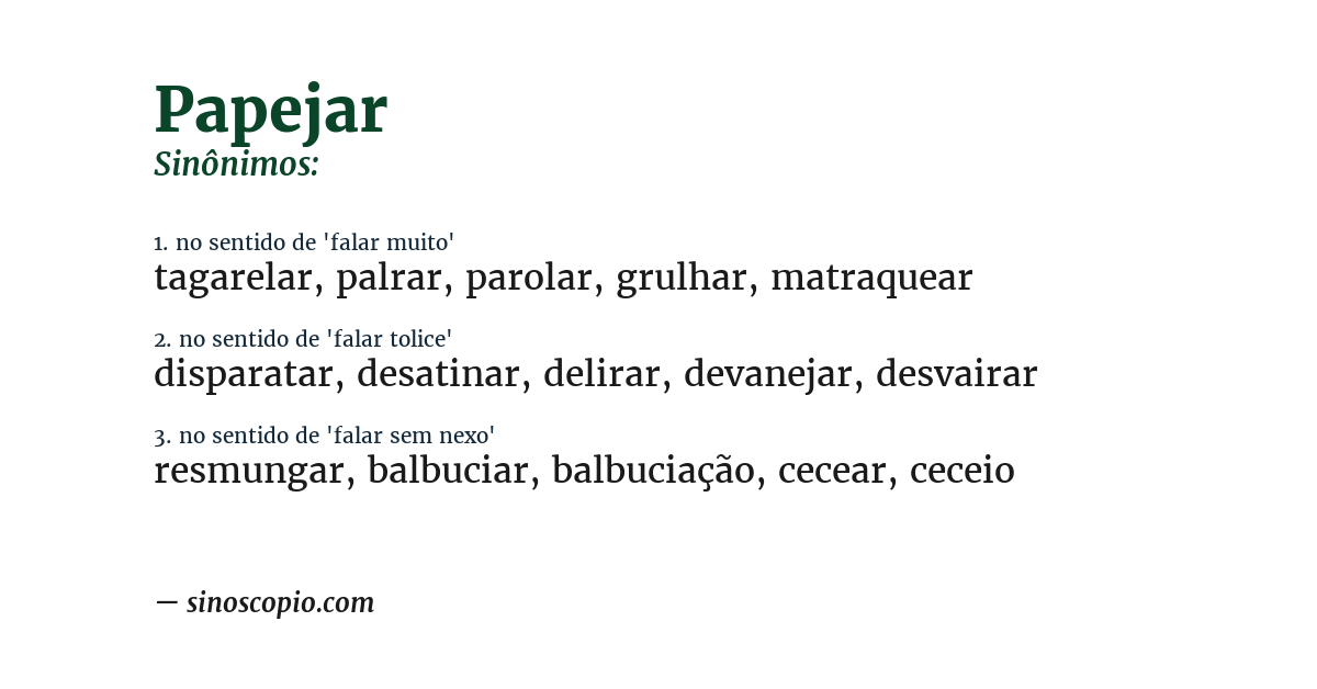 Sinônimo de papejar