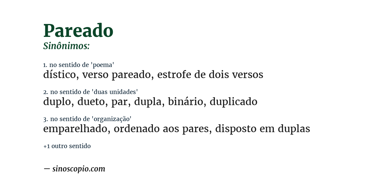 Sinônimo de pareado