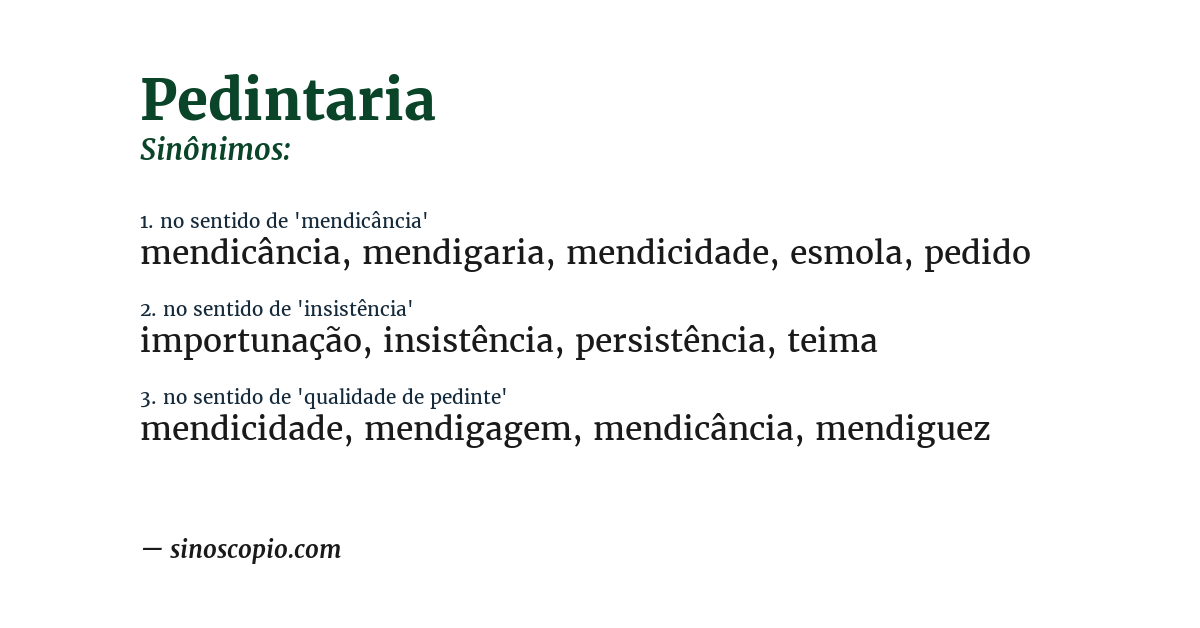 Sinônimo de pedintaria