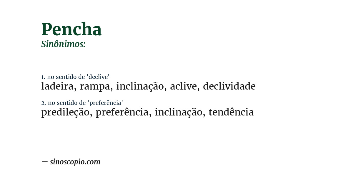 Sinônimo de pencha