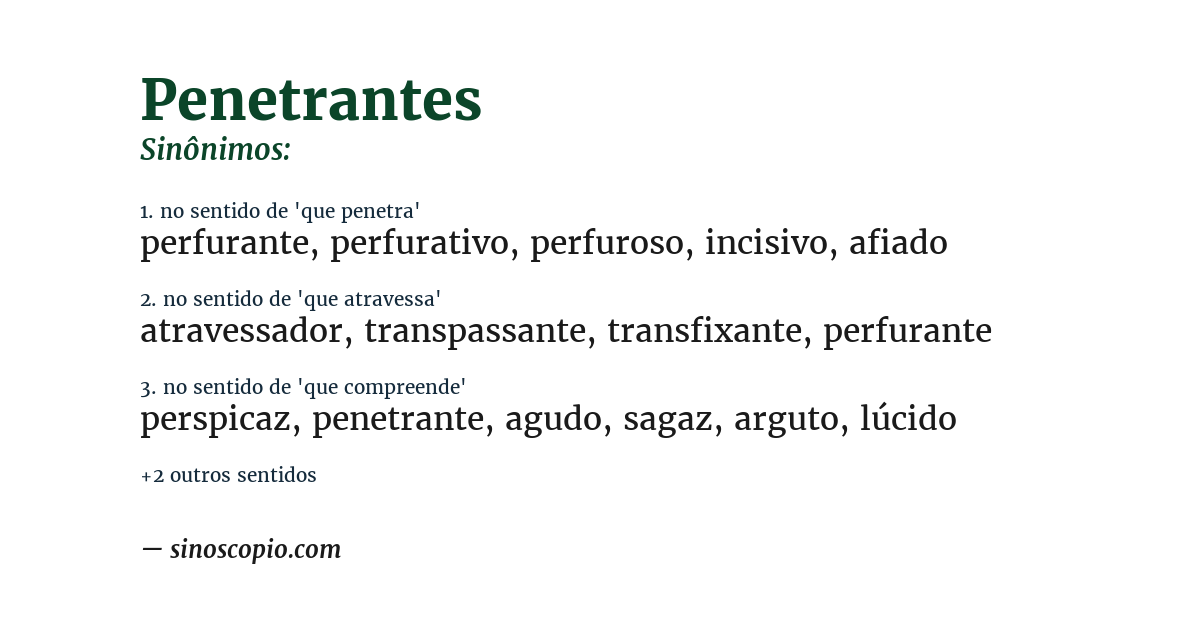 Sinônimo de penetrantes