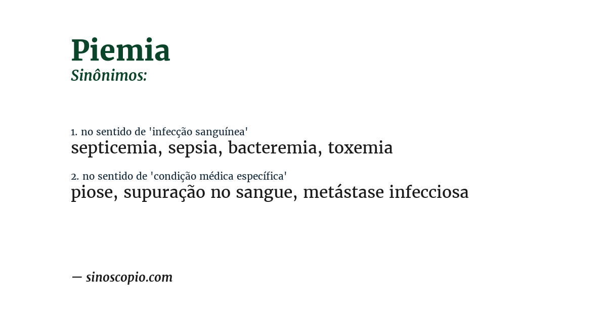 Sinônimo de piemia