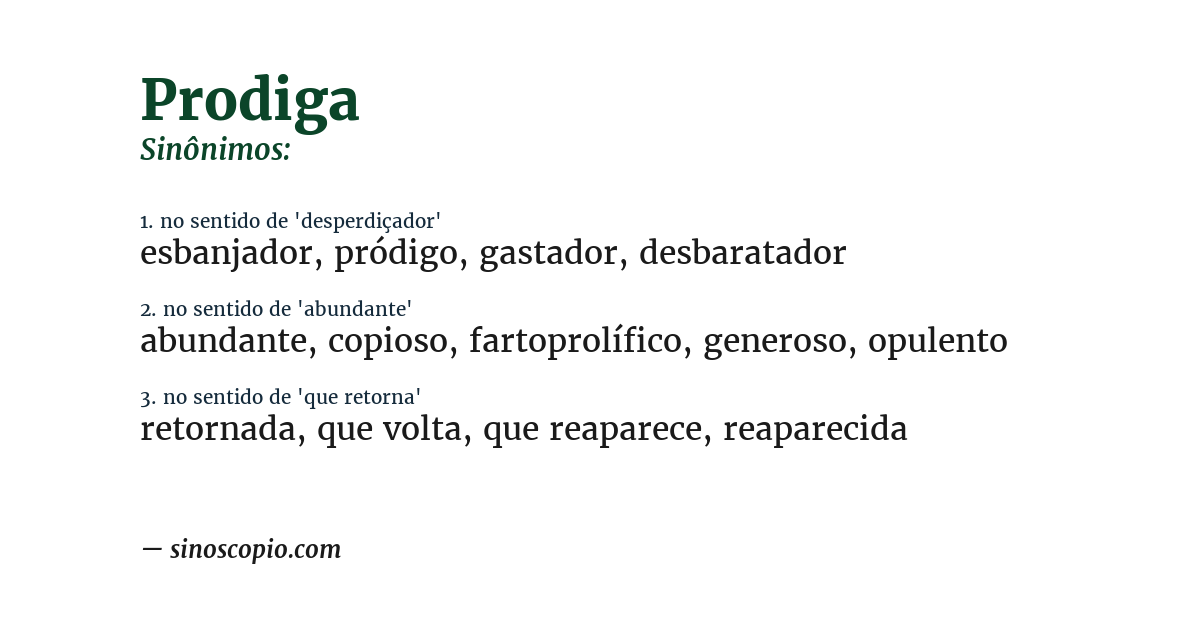 Sinônimo de prodiga