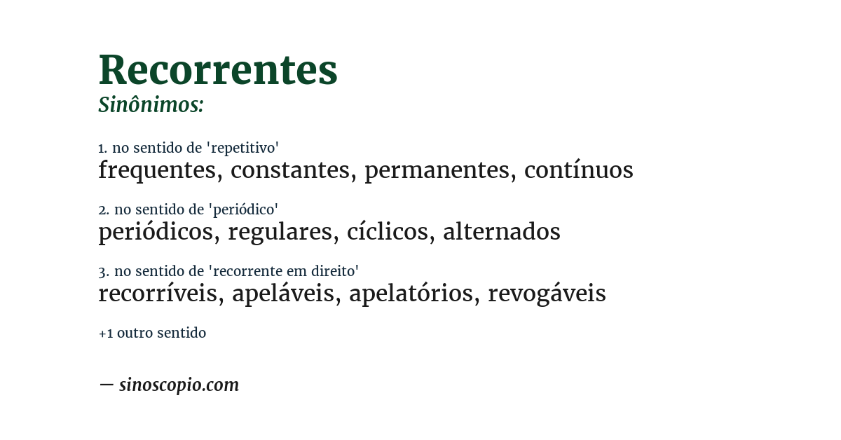 Sinônimo de recorrentes