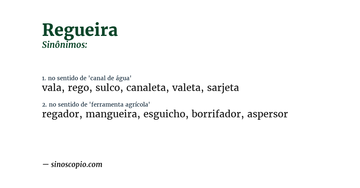 Sinônimo de regueira