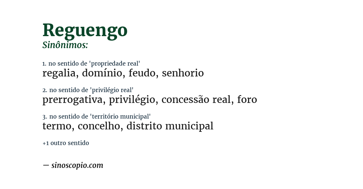 Sinônimo de reguengo