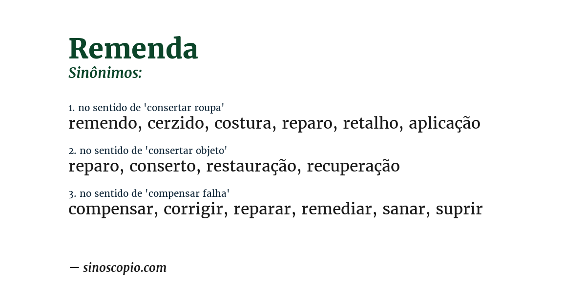 Sinônimo de remenda