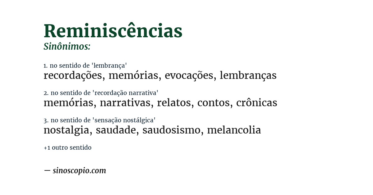 Sinônimo de reminiscências