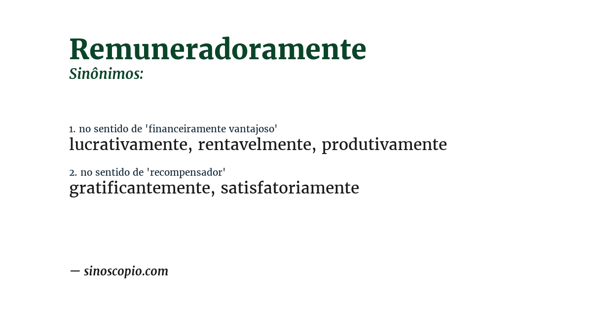Sinônimo de remuneradoramente