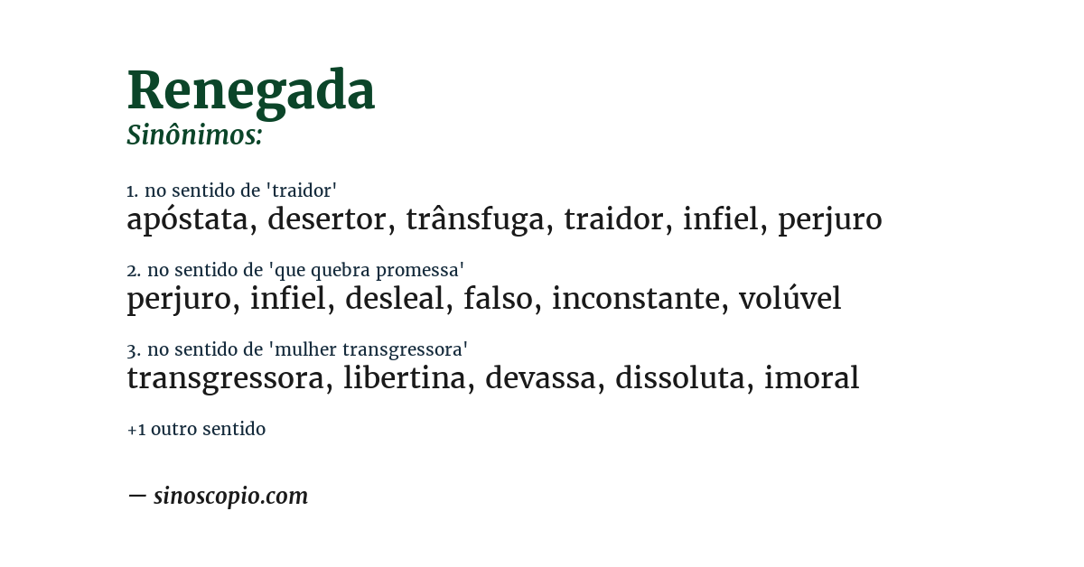 Sinônimo de renegada
