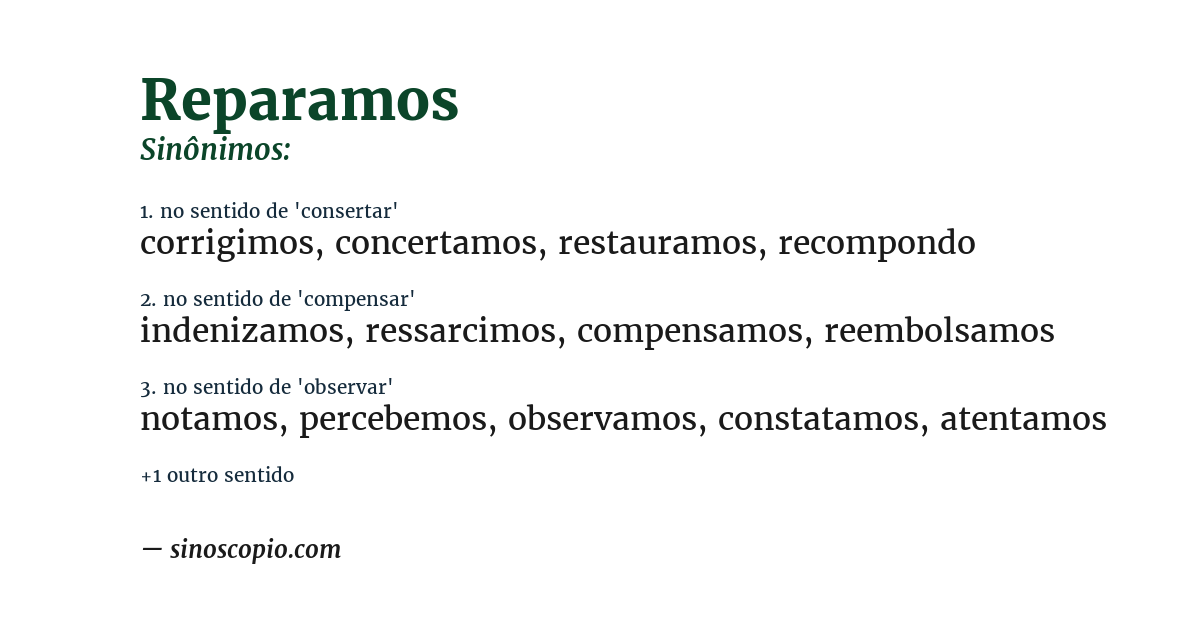 Sinônimo de reparamos