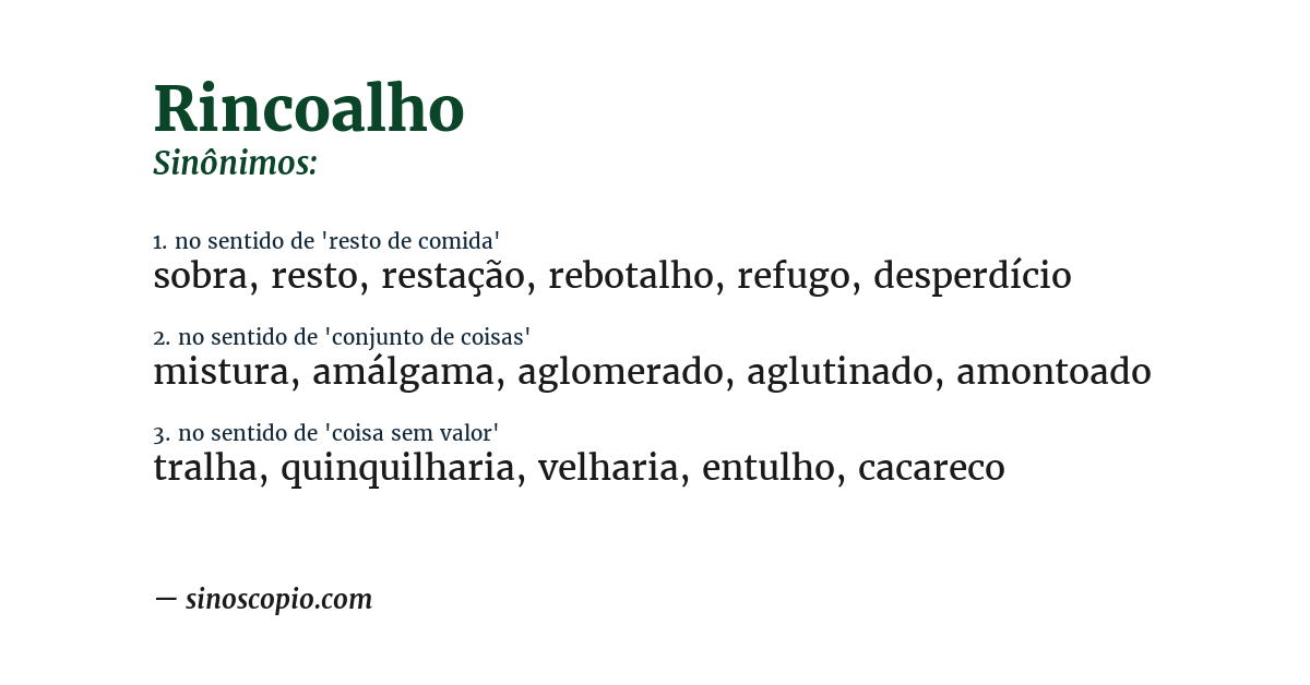Sinônimo de rincoalho